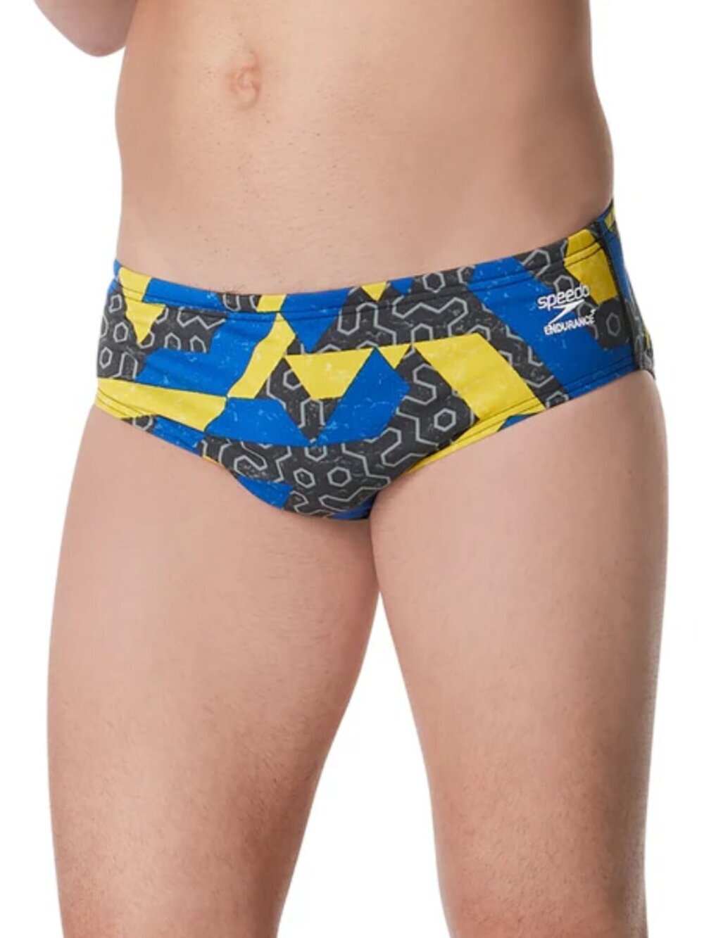 Speedo Endurance + racer swimming brief shorts swim blue gold Euro men new 30